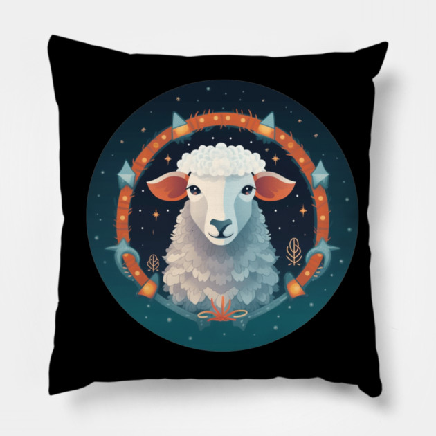 Sheep in Ornament, Love Farm Animals Pillow by logiamerch