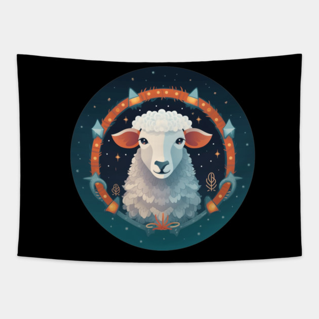 Sheep in Ornament, Love Farm Animals Tapestry by logiamerch