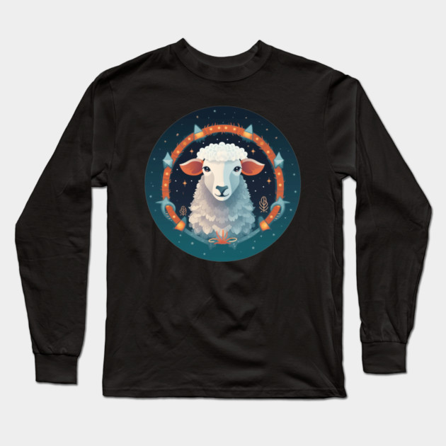Sheep in Ornament, Love Farm Animals Long Sleeve T-Shirt by logiamerch