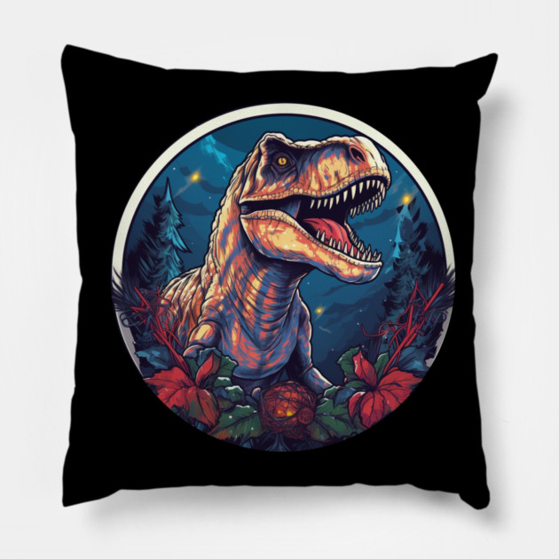 T rex in Ornament, Love Dinosaurs Pillow by logiamerch