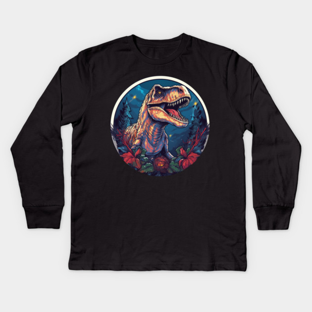 T rex in Ornament, Love Dinosaurs Kids Long Sleeve T-Shirt by logiamerch