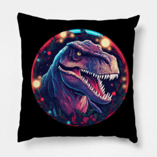 T rex in Ornament, Love Dinosaurs Pillow