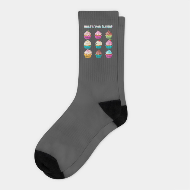 What's Your Flavor Cupcake? Socks by WarFX Designs