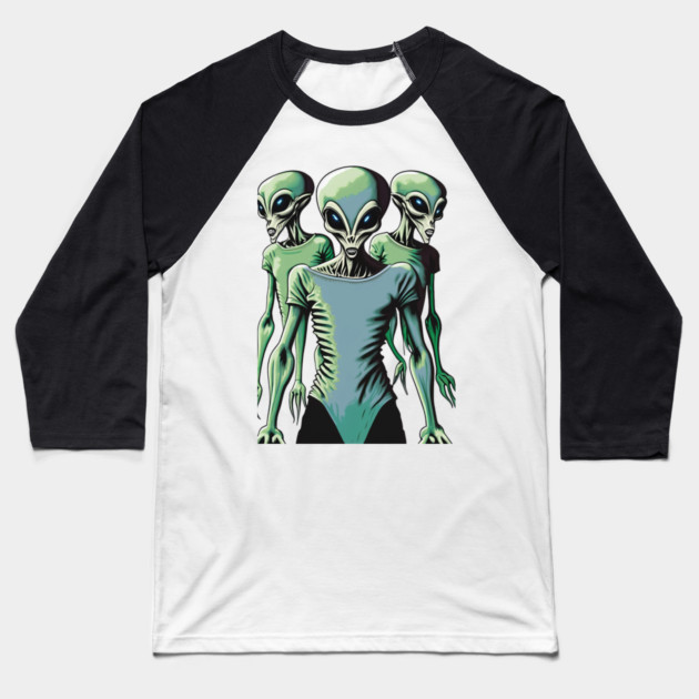Alien Abductees Baseball T-Shirt by Pixel Threads 