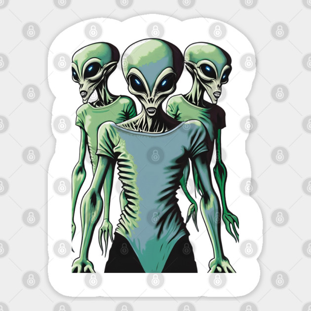 Alien Abductees Sticker by Pixel Threads 