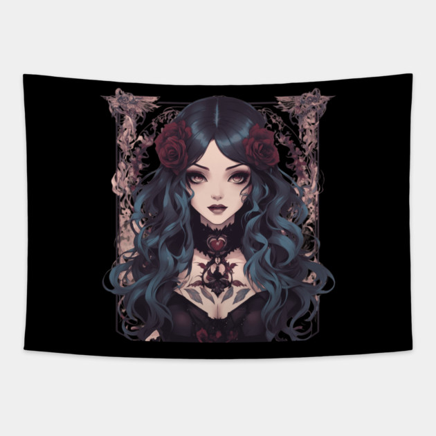 Goth Beauty Tapestry by animegirlnft