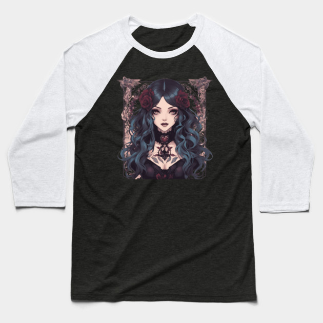 Goth Beauty Baseball T-Shirt by animegirlnft