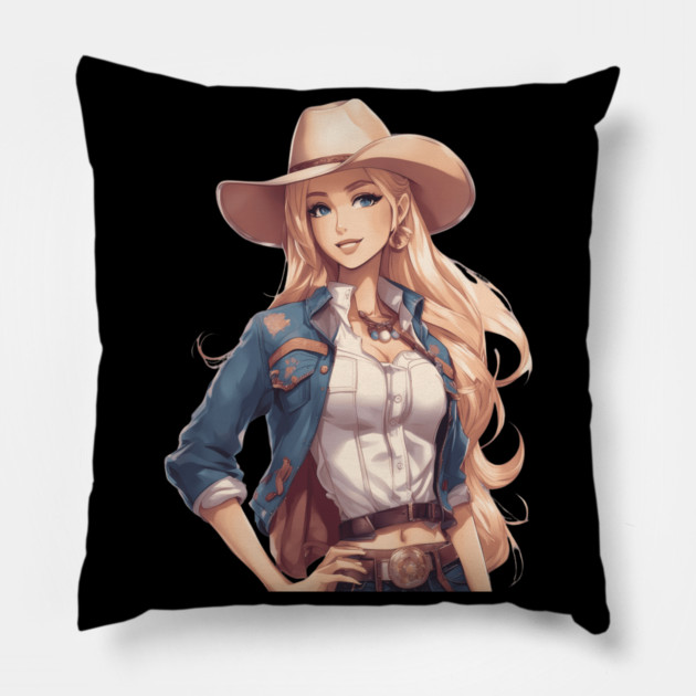 Western Cowgirl Pillow by animegirlnft