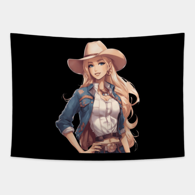 Western Cowgirl Tapestry by animegirlnft