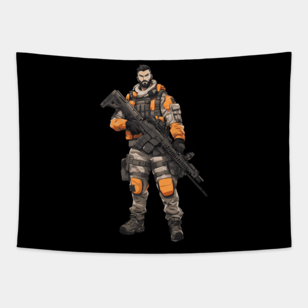 Tactical Armored Soldier Tapestry by animegirlnft