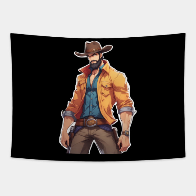 Rodeo Bull Rider Tapestry by animegirlnft