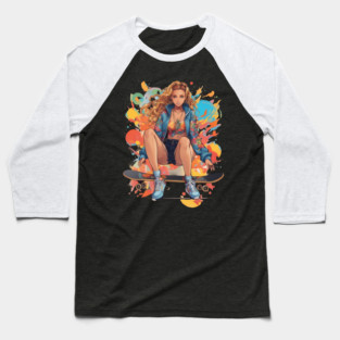 Skater Girl Baseball T-Shirt