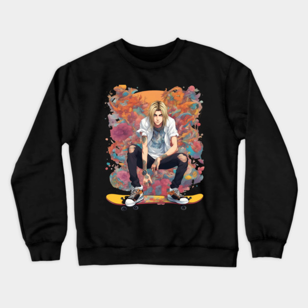 Skater Boy Crewneck Sweatshirt by animegirlnft