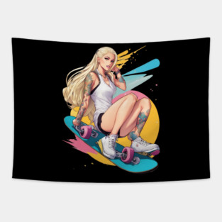 Skateboard Girl Tapestry