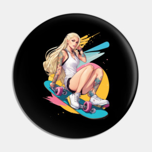 Skateboard Girl Pin