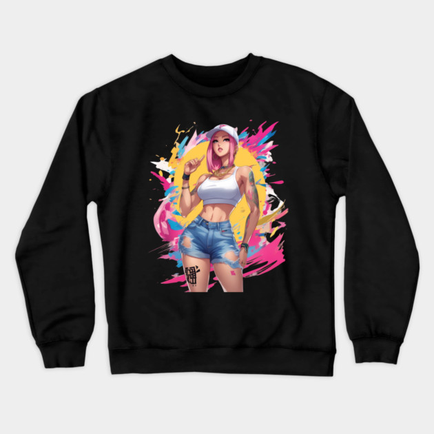 Kpop Girl Crewneck Sweatshirt by animegirlnft