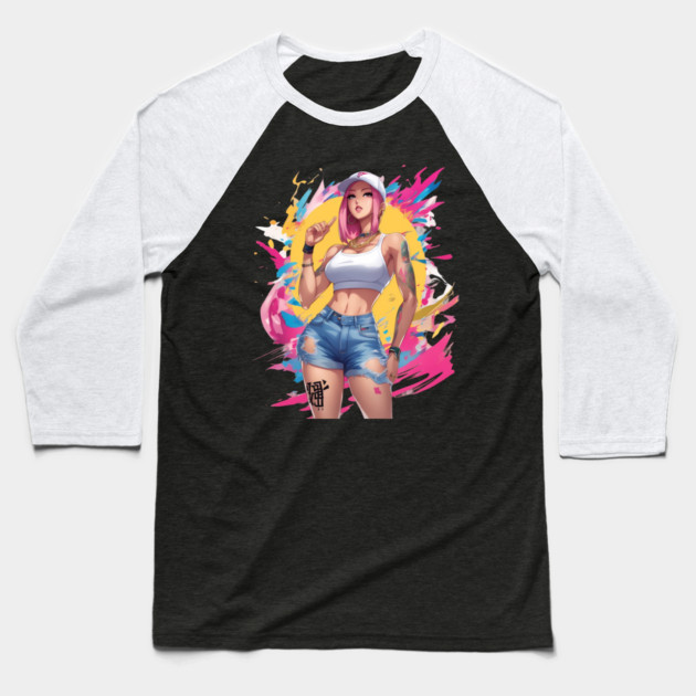 Kpop Girl Baseball T-Shirt by animegirlnft
