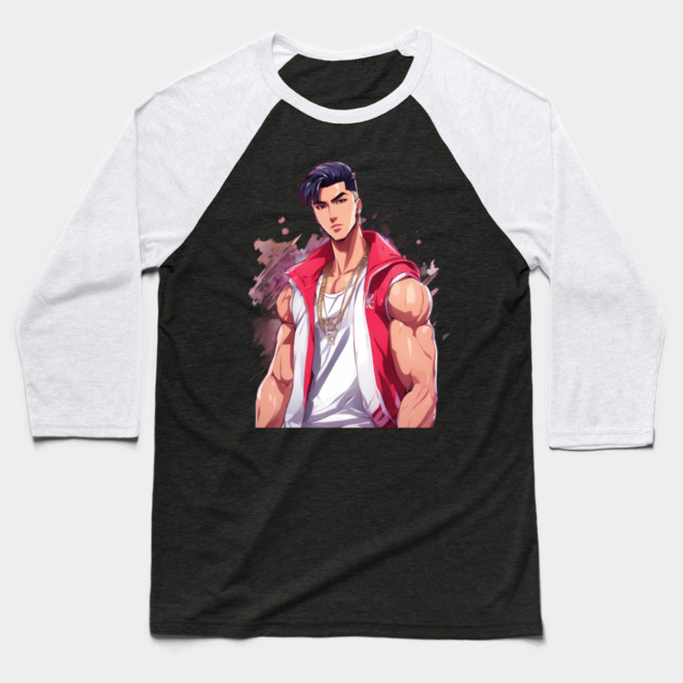 Cute Asian Dude Baseball T-Shirt by animegirlnft
