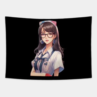 Nerd Asian Schoolgirl Tapestry