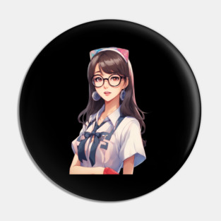 Nerd Asian Schoolgirl Pin