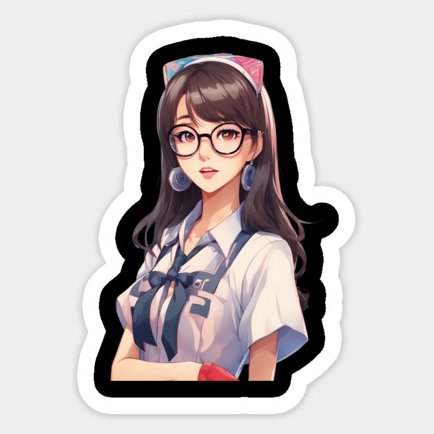 Nerd Asian Schoolgirl Sticker by animegirlnft