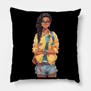 Nerd Black Schoolgirl Pillow