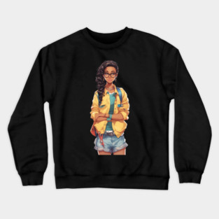 Nerd Black Schoolgirl Crewneck Sweatshirt
