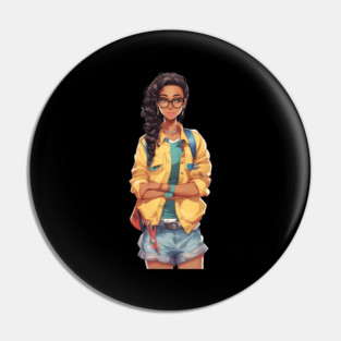 Nerd Black Schoolgirl Pin