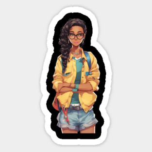 Nerd Black Schoolgirl Magnet