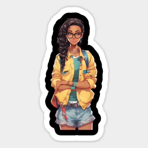 Nerd Black Schoolgirl Magnet by animegirlnft