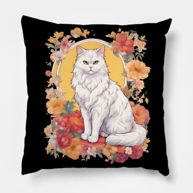 Flowers Cat Pillow by animegirlnft