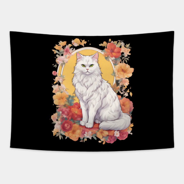 Flowers Cat Tapestry by animegirlnft