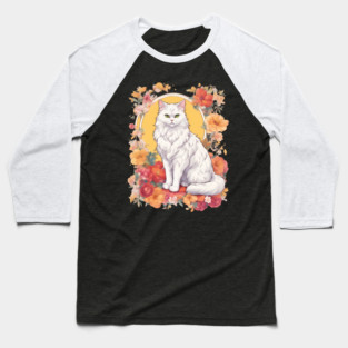 Flowers Cat Baseball T-Shirt