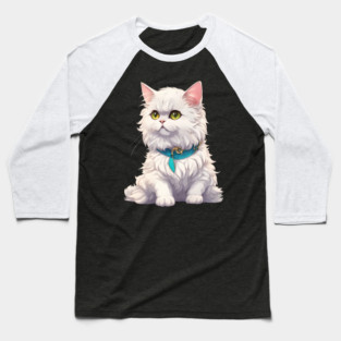 White Persian Cat Baseball T-Shirt