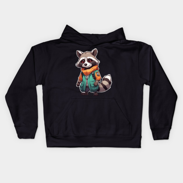 Raccoon Cartoon Kids Hoodie by animegirlnft