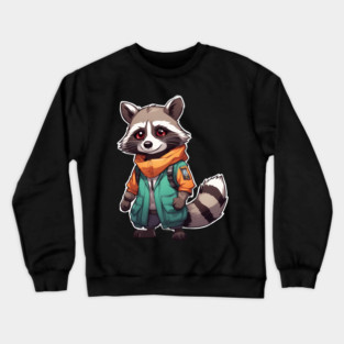 Raccoon Cartoon Crewneck Sweatshirt