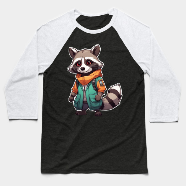 Raccoon Cartoon Baseball T-Shirt by animegirlnft