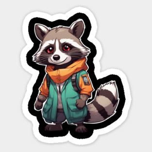 Raccoon Cartoon Sticker