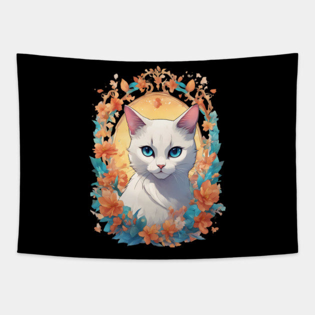 Cartoon Cat Tapestry by animegirlnft