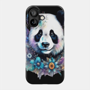 Fantasy, Watercolor, Panda Bear With Flowers and Butterflies Phone Case