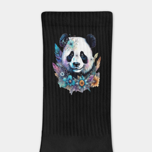 Fantasy, Watercolor, Panda Bear With Flowers and Butterflies by BirdsnStuff