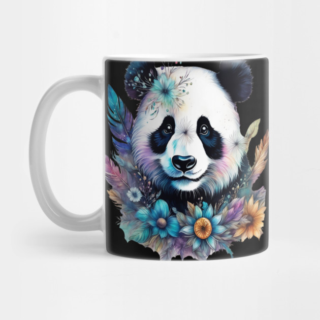 Fantasy, Watercolor, Panda Bear With Flowers and Butterflies by BirdsnStuff