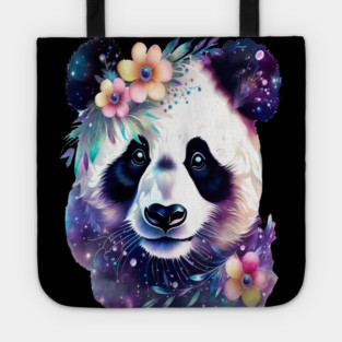Fantasy, Watercolor, Panda Bear With Flowers and Butterflies Tote