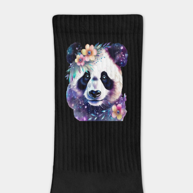 Fantasy, Watercolor, Panda Bear With Flowers and Butterflies by BirdsnStuff