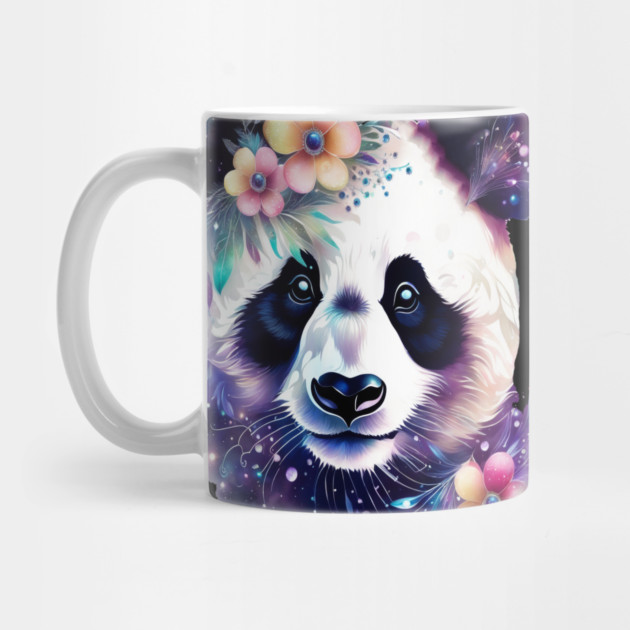 Fantasy, Watercolor, Panda Bear With Flowers and Butterflies by BirdsnStuff
