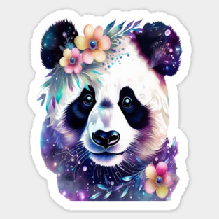 Fantasy, Watercolor, Panda Bear With Flowers and Butterflies Magnet