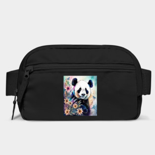Fantasy, Watercolor, Panda Bear With Flowers and Butterflie Bag