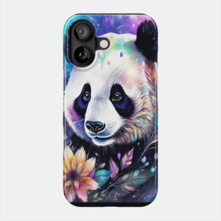 Fantasy, Watercolor, Panda Bear With Flowers and Butterflies Phone Case