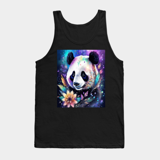 Fantasy, Watercolor, Panda Bear With Flowers and Butterflies Tank Top by BirdsnStuff