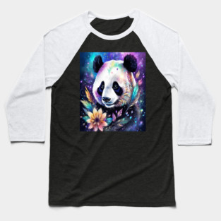 Fantasy, Watercolor, Panda Bear With Flowers and Butterflies Baseball T-Shirt